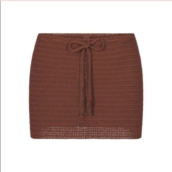 Size 4X SKIMS Crochet Swim Mini Skirt in Jasper - Skims‎ Swim Wear Size 4x - Picture 2 of 3
